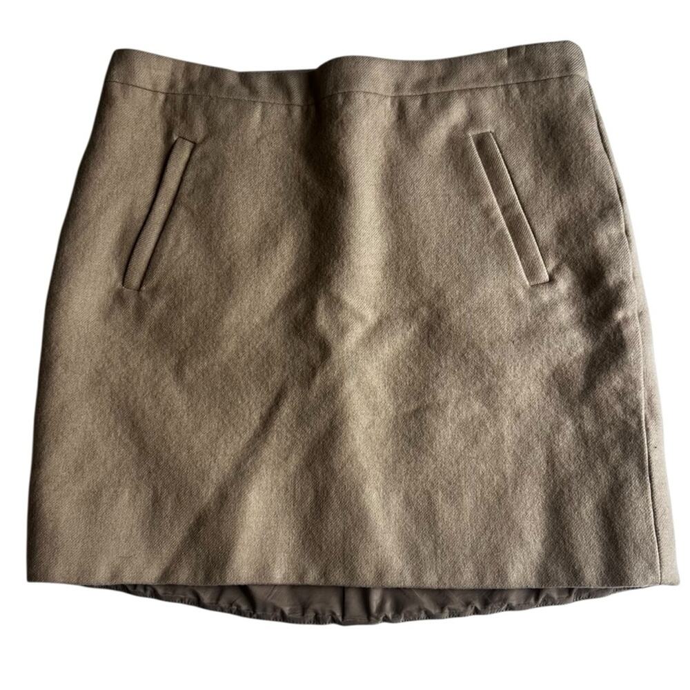 J.Crew Wool Mini Skirt Taupe | Classic Tailored Neutral Skirt | Size 8